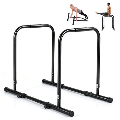 Adjustable Dip Bar Station with 660 LBS Capacity for Home Gym-Black