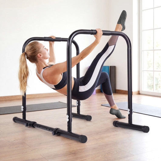 Adjustable Dip Bar Station with 660 LBS Capacity for Calisthenics and Strength Training-Black