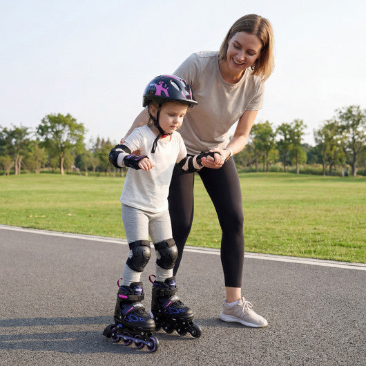 Adjustable Kids' Incline Skates for Boys Girls Ages 5-14-Purple