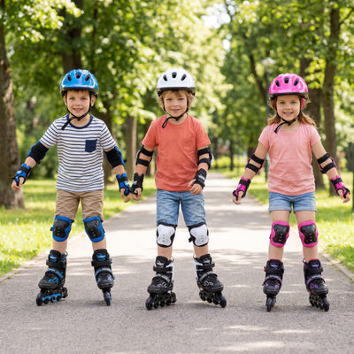 Adjustable Kids' Incline Skates for Boys Girls Ages 5-14-Blue