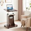 Adjustable Mobile Standing Desk Cart with Tilt Desktop and Cabinet-Brown