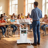 Adjustable Mobile Standing Desk Cart with Tilt Desktop and Cabinet-White