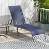 Adjustable Patio Chaise Folding Lounge Chair with Backrest-Navy