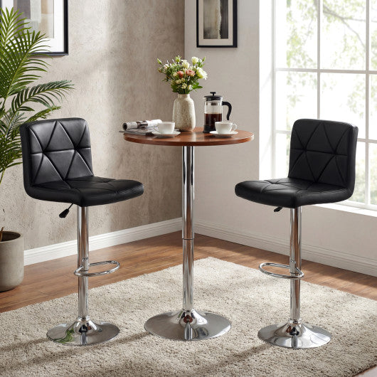 Adjustable Swivel Barstools Set of 2 with Back and Footrest-Black