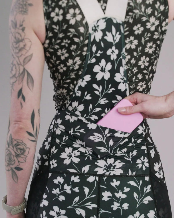 Adventure Bib Shorts - Black Floral Maze