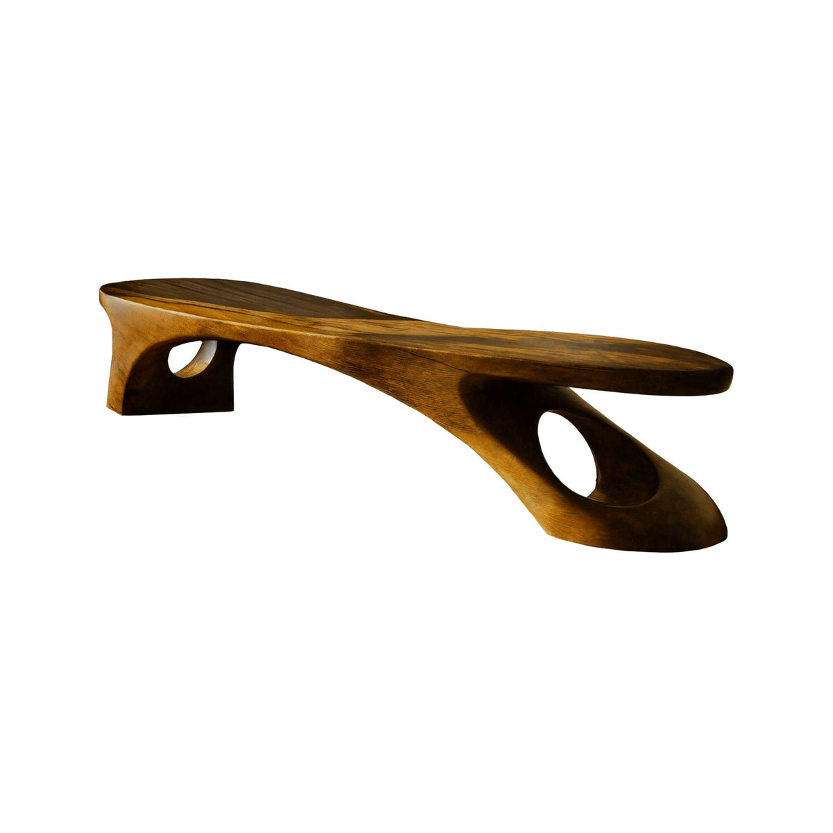 Aeris Sculptural Solid Wood Indoor Bench