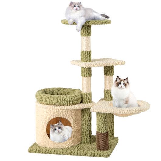 38 Inch Tall Multi-Level Aesthetic Kitten Tower with Condo and Bed-Green