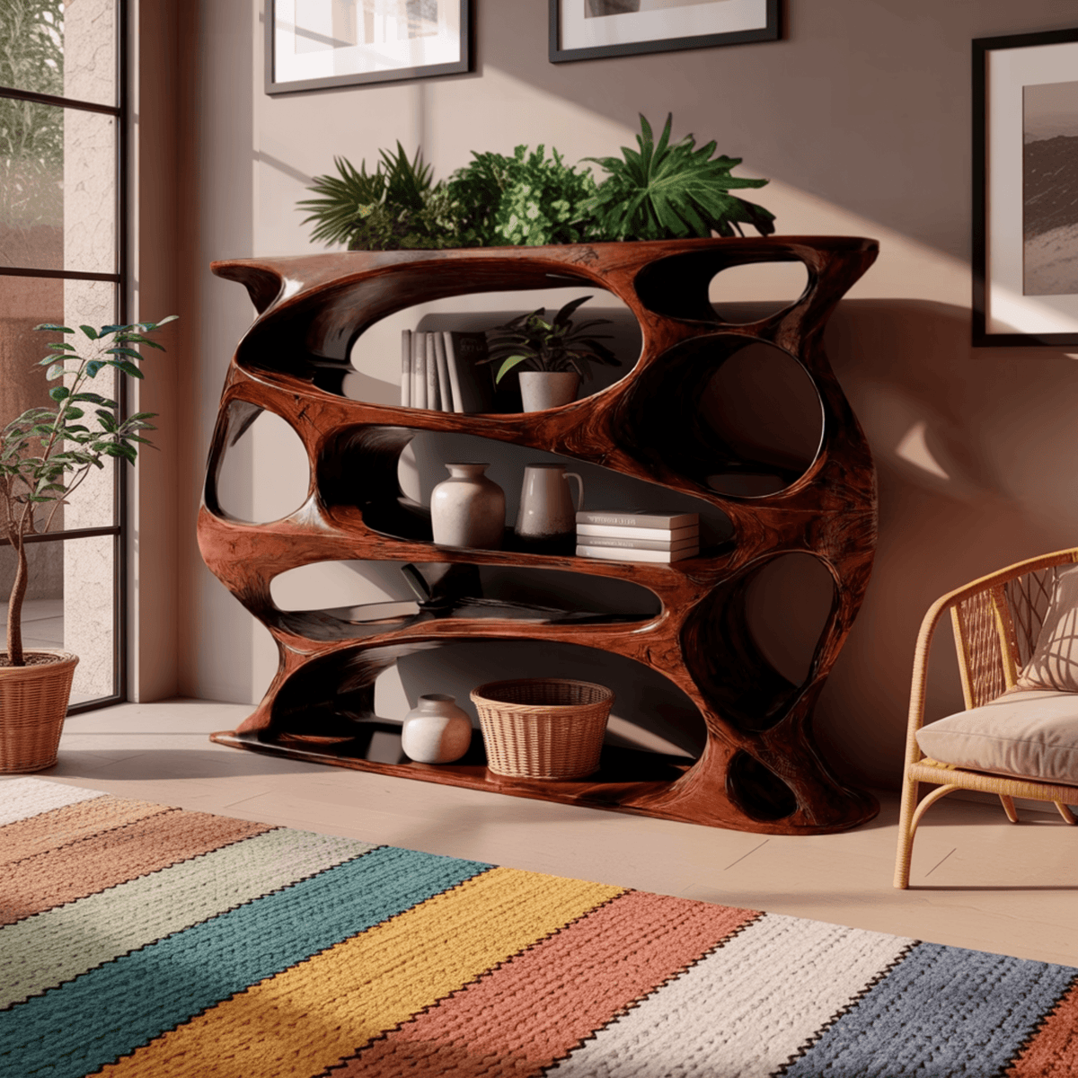 Aetherflow Organic Wood Form Bookshelf