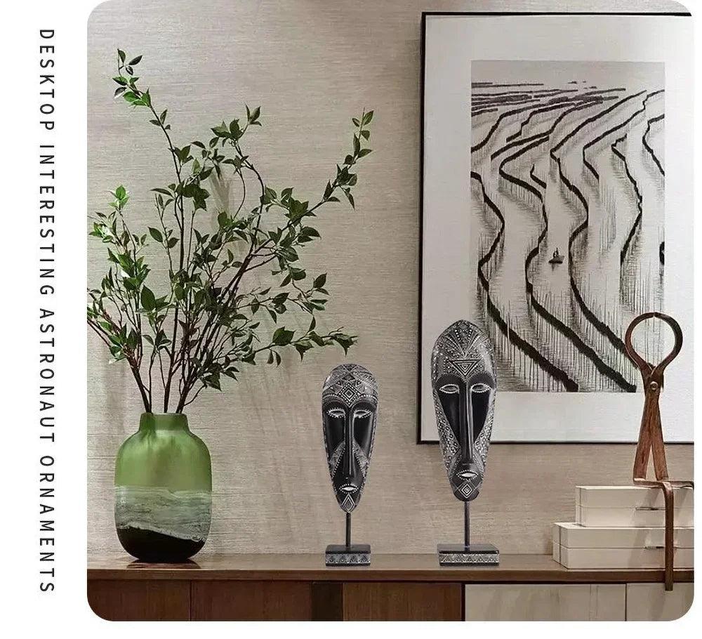 African Tribal Face Mask Decorative Sculpture for Home Decor