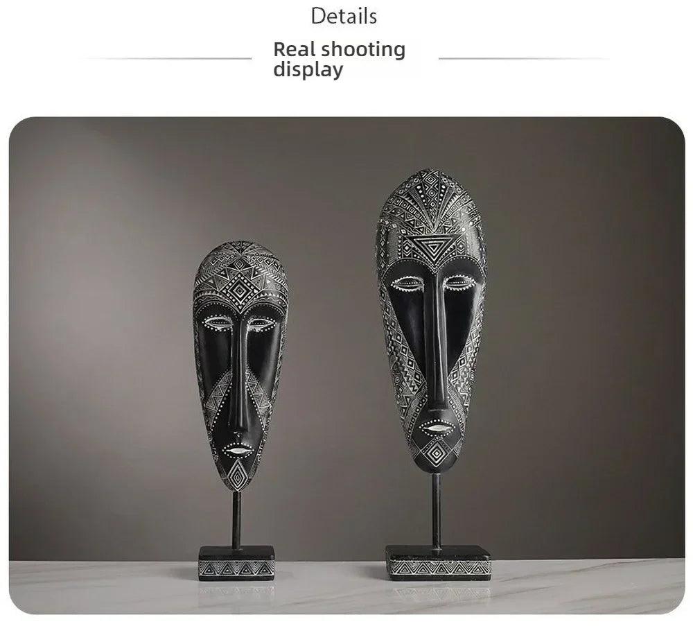African Tribal Face Mask Decorative Sculpture for Home Decor
