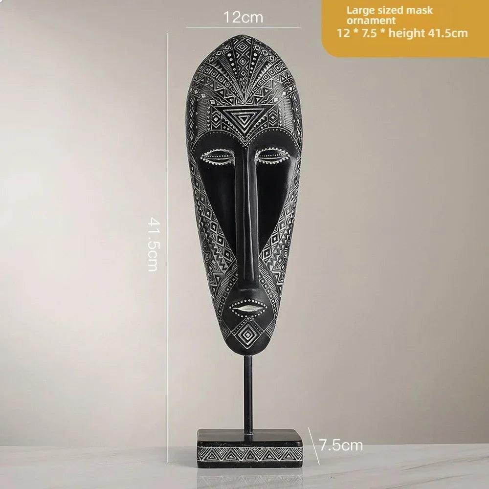 African Tribal Face Mask Decorative Sculpture for Home Decor