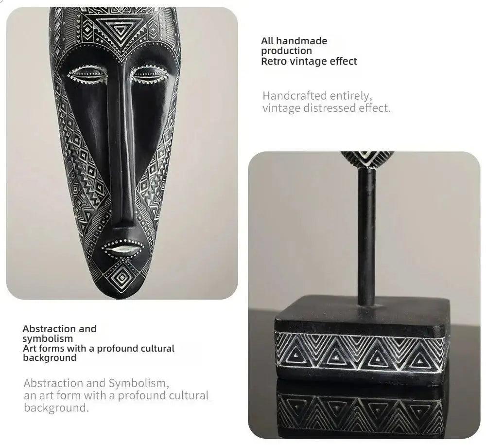 African Tribal Face Mask Decorative Sculpture for Home Decor
