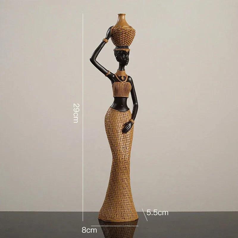 African Tribal Woman Bowl Holder Decorative Statue