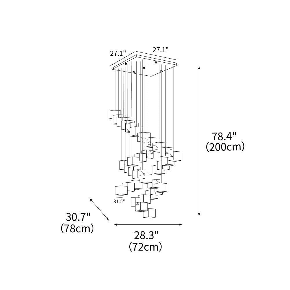 Alabaster Box Chandelier 28.3