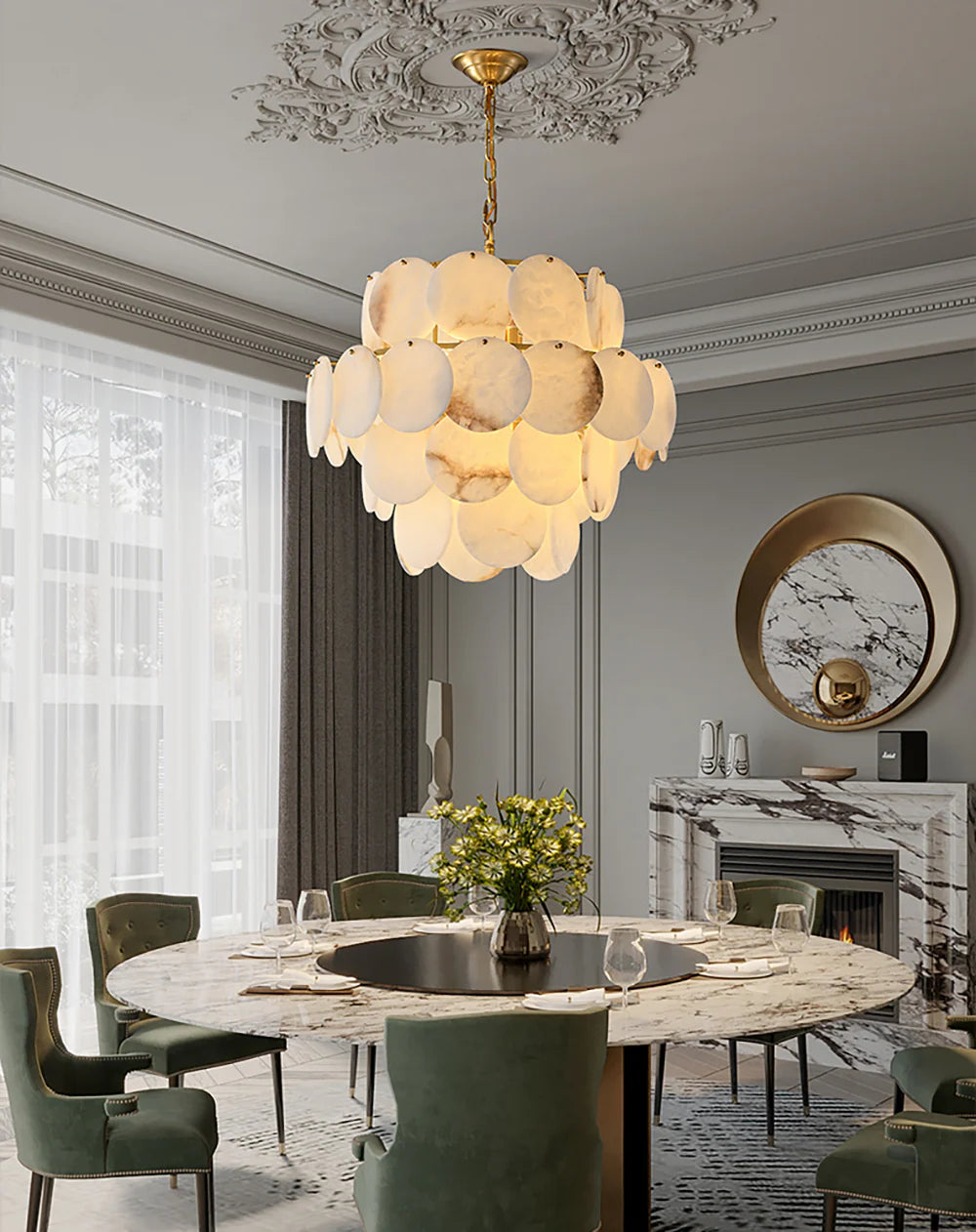 Alabaster Multi Layer Round Chandelier