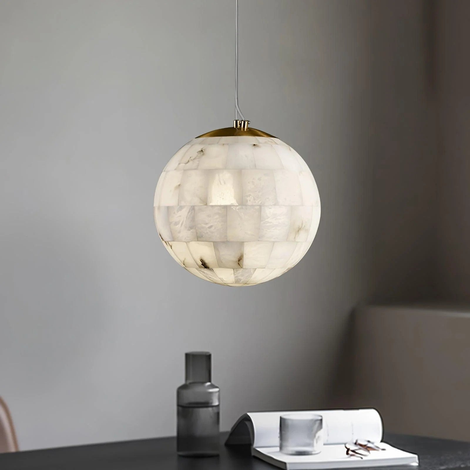 Alabaster Ball Pendant Light 11