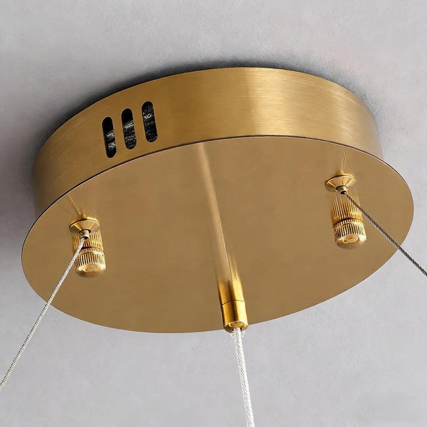 Alabaster Ring Chandelier – Gold Beaded LED Luxury Ceiling Light