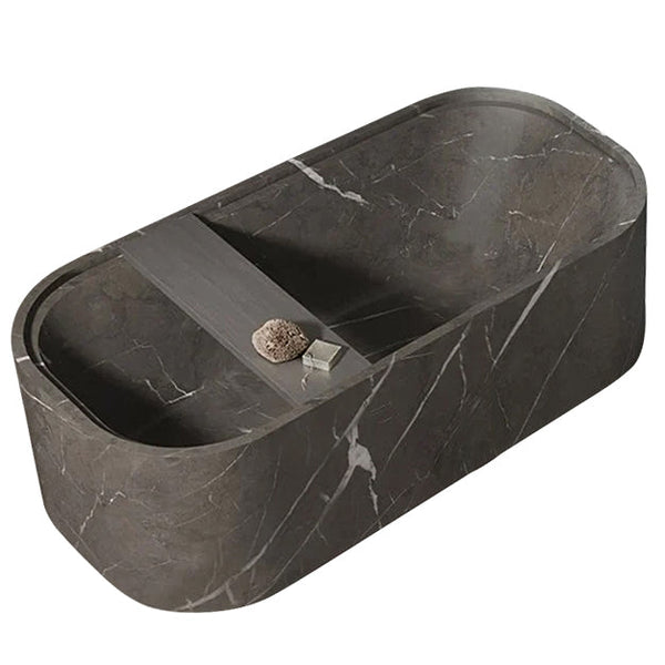 Alexandrette Black Marble Bathtub with Wine Tray Honed/Matte (W)32