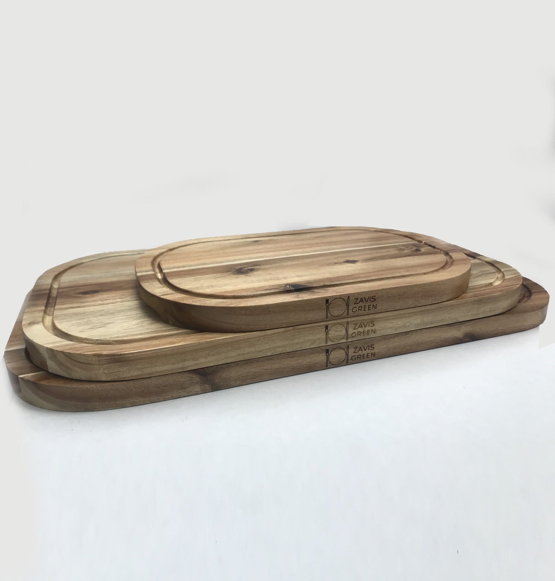 Zavis Green Acacia Wood Serving Rounded Cutting Board With Juice Groove 20