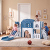 All-in-1 Toddler Slide Playset Playground with Tunnel and Ladder and Basketball-Blue