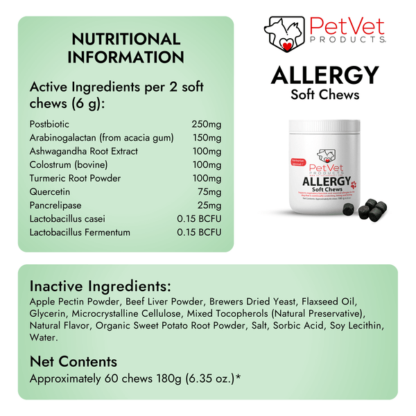 Pet Vet Allergy Relief Chews for Dogs (Beef Liver) – Itchy Skin Relief for Dog Allergies – Dog Itch Relief, Dog Skin Irritation Treatment, Dog Allergy Chews, Pet Probiotics for Dogs – Dog Health
