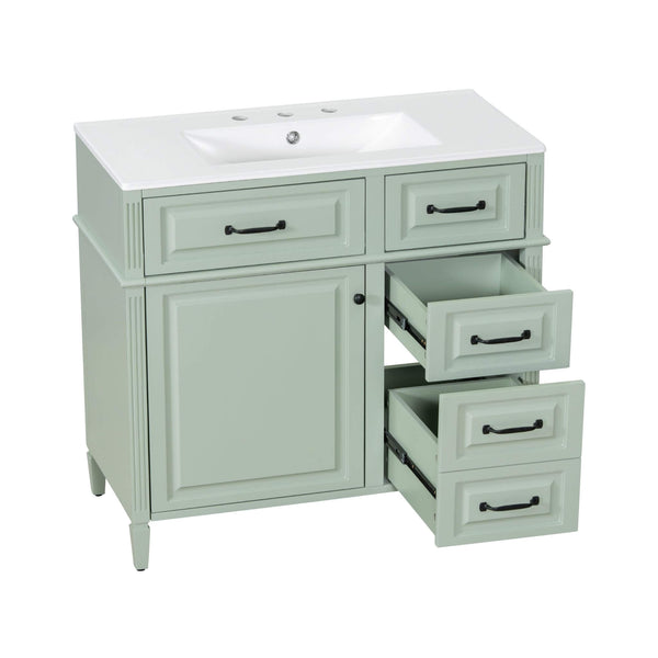 Alora 36-Inch Freestanding Bathroom Vanity With Ceramic Sink And Storage Cabinets [Faucet Not Included] (SAK86310) SAKSBY WHOLESALE