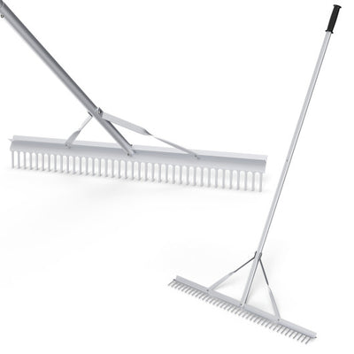 Aluminum Rake with 36 Inch Wide Rake Head and 68 Inch Long Handle