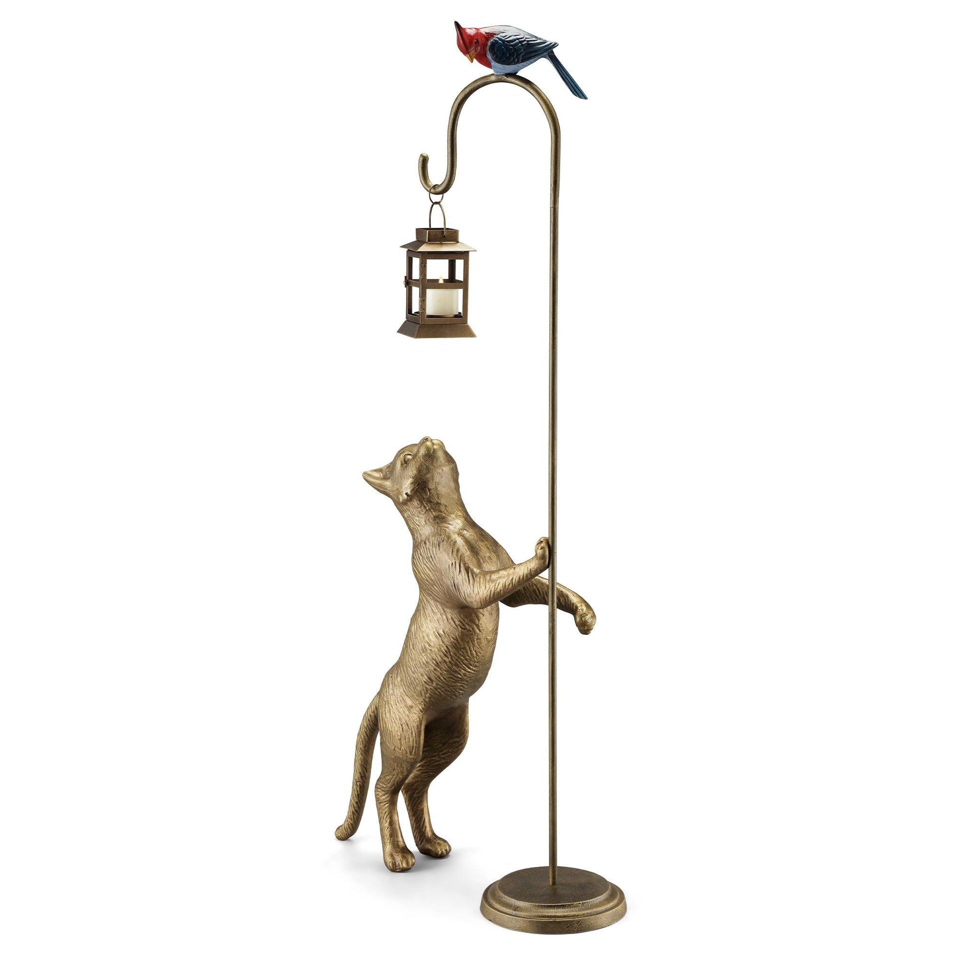 Aluminum Snacktime Cat with Bird Garden