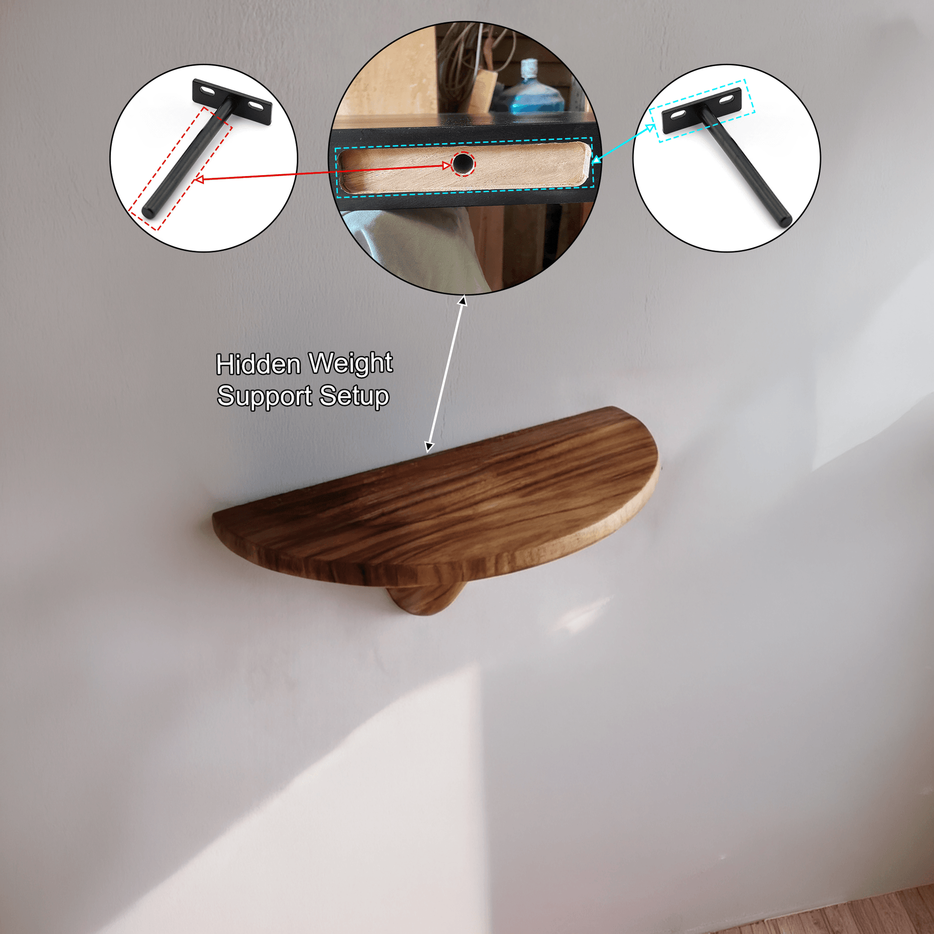 Alvora Mushroom Solid Wood Floating Shelf SPA248569