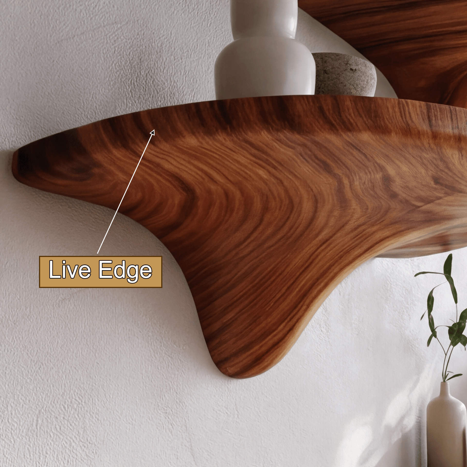 Alvora Mushroom Solid Wood Floating Shelf SPA248569