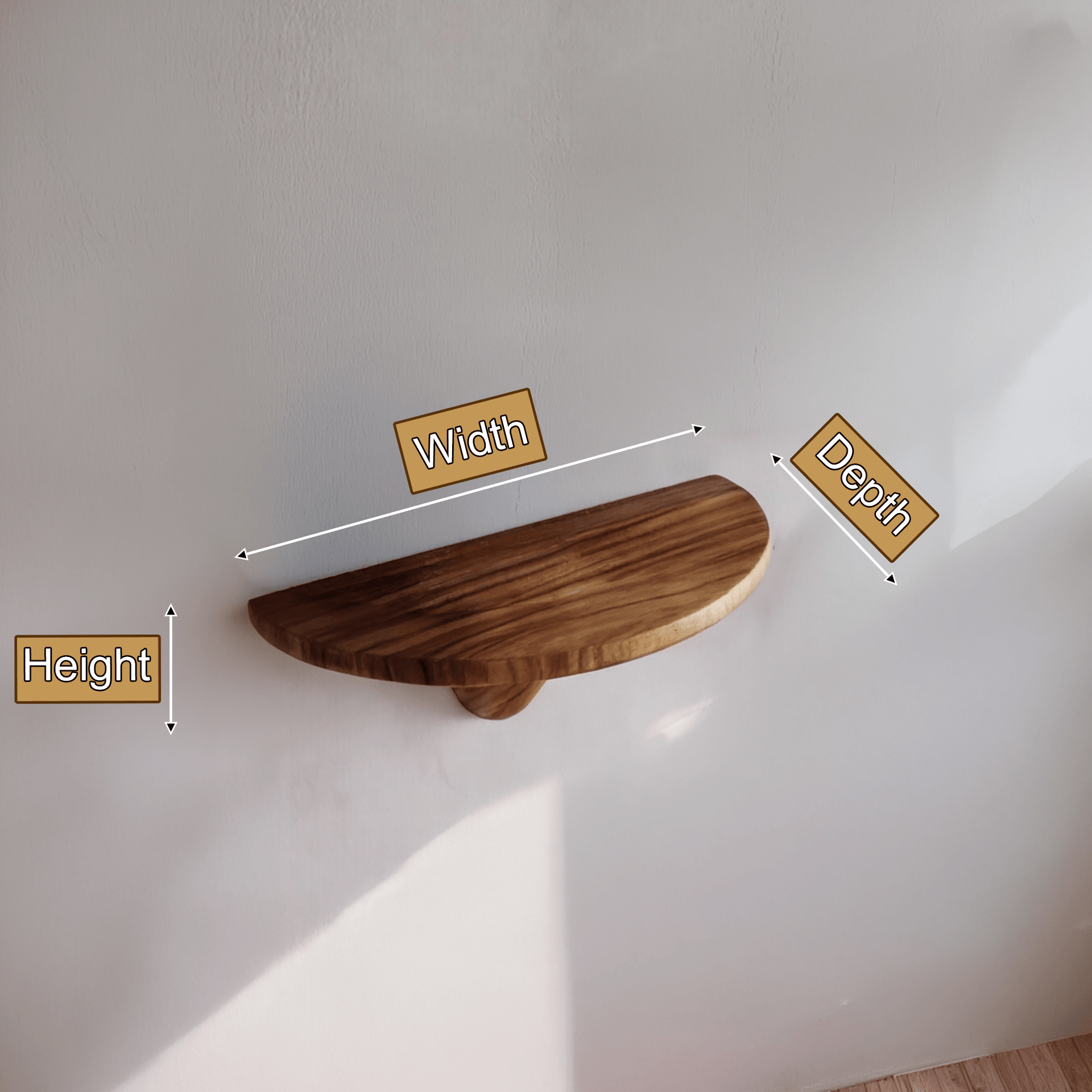 Alvora Mushroom Solid Wood Floating Shelf SPA248569