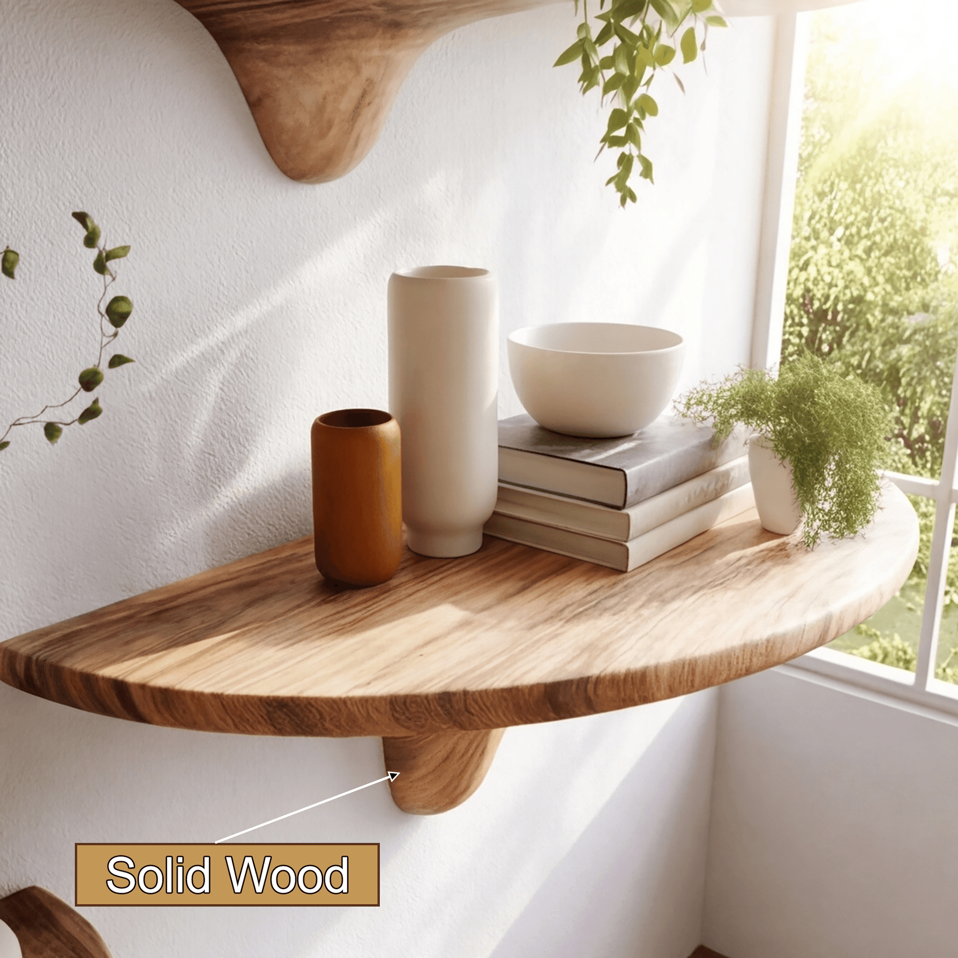Alvora Mushroom Solid Wood Floating Shelf SPA248569