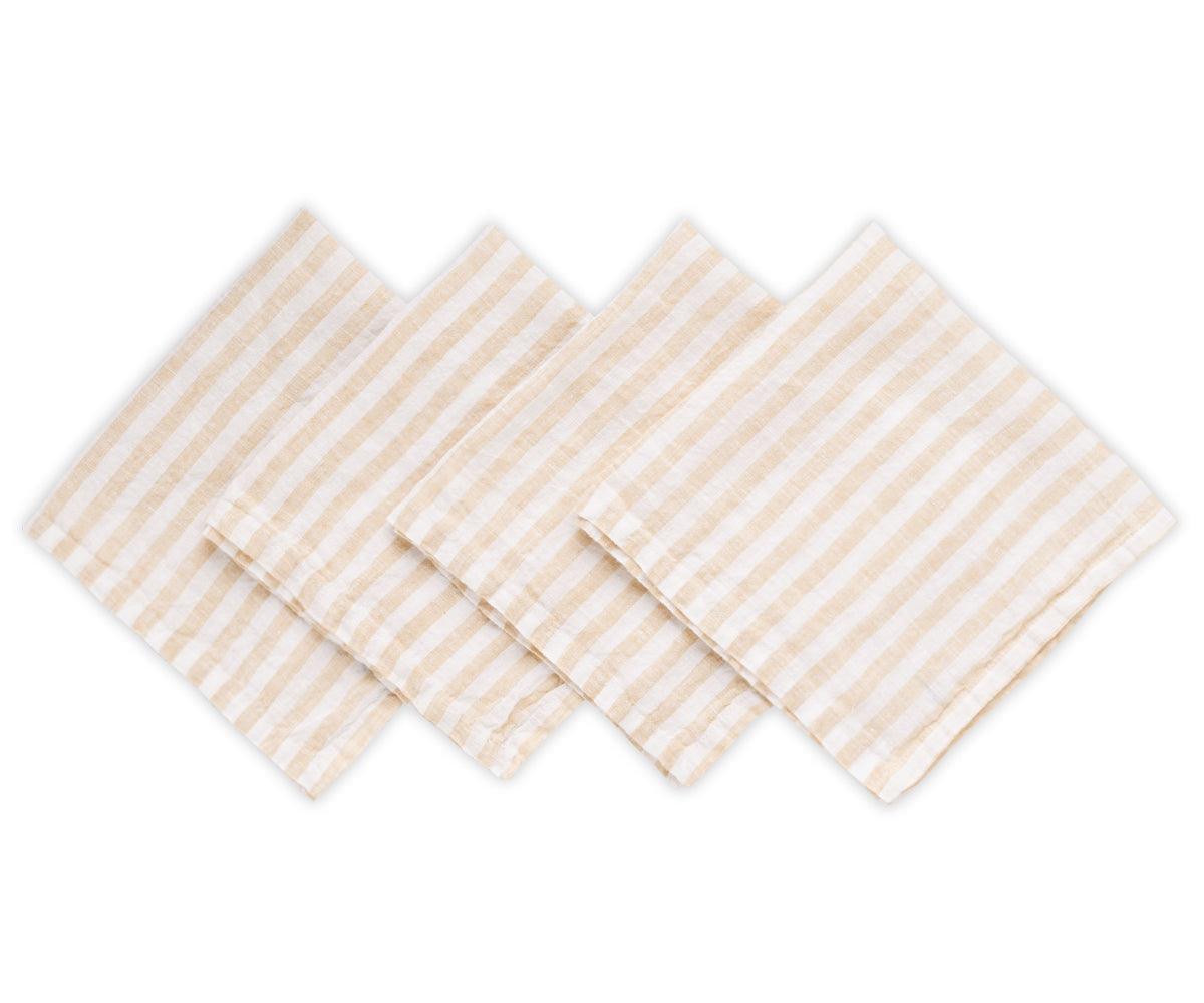 Smooth Linen Napkins - Amalfi Stripe Napkins Set of 4