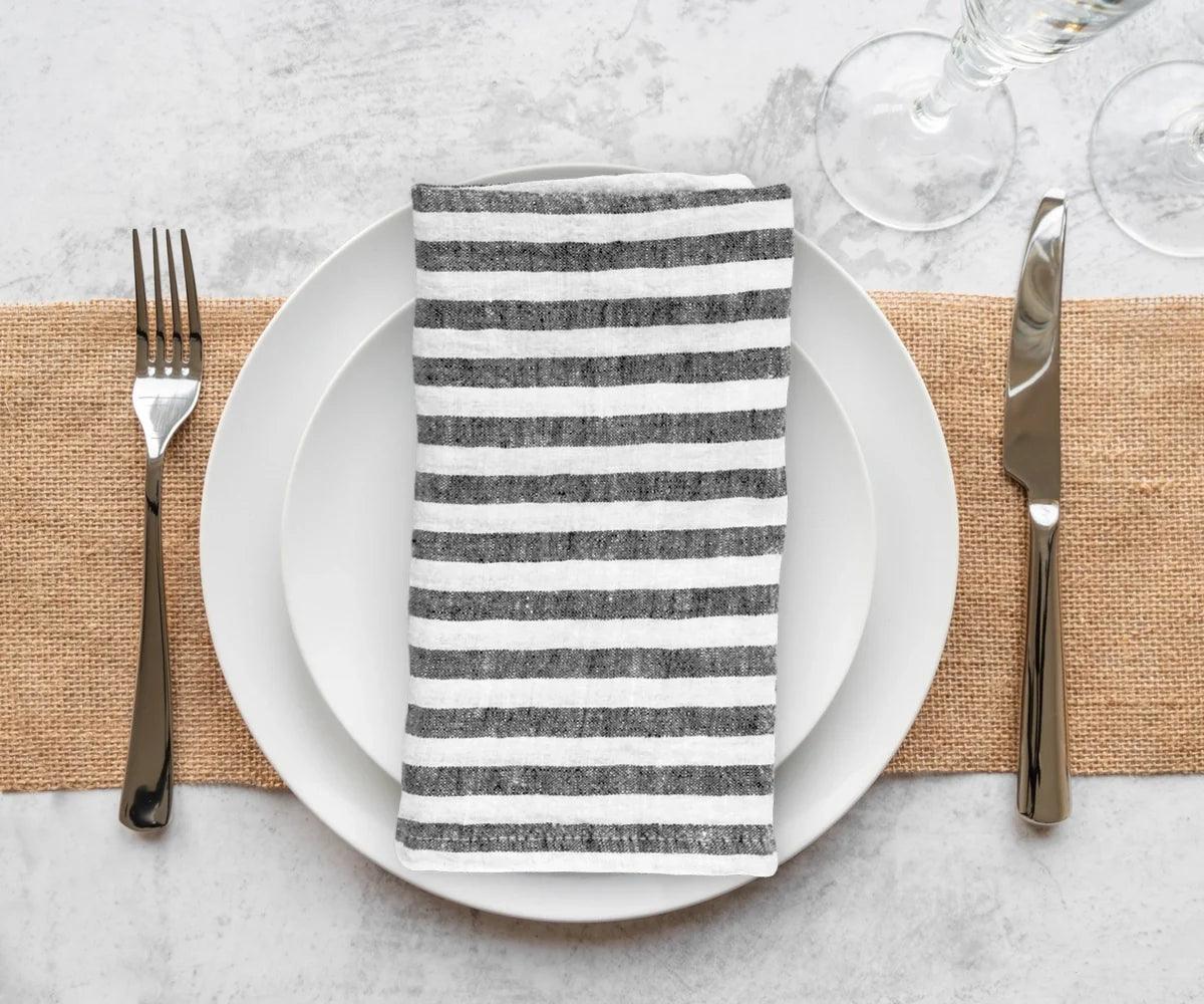 Smooth Linen Napkins - Amalfi Stripe Napkins Set of 4