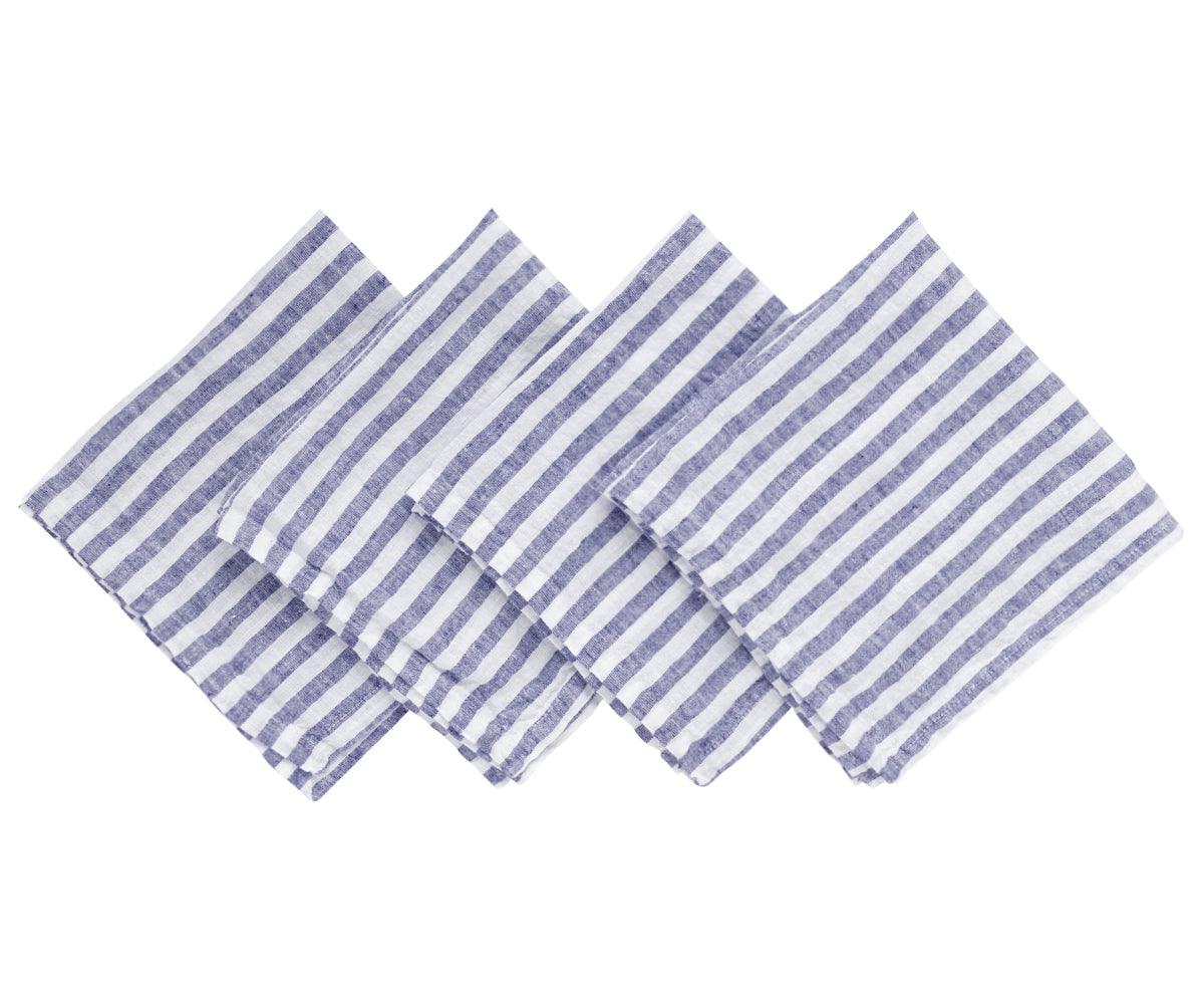 Smooth Linen Napkins - Amalfi Stripe Napkins Set of 4
