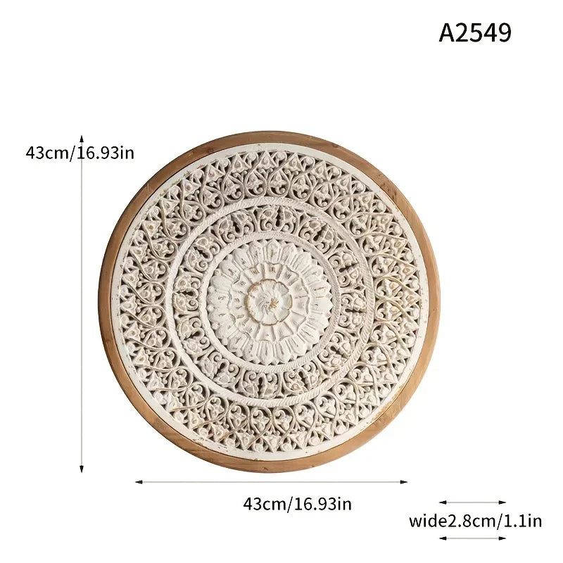 American Style Countryside Retro Carved Flower Design Wall Hanging for Homestay Entrance Living Room Wall Decoration Pendant Circular Wall Hanging