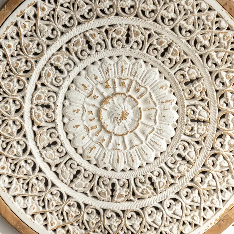 American Style Countryside Retro Carved Flower Design Wall Hanging for Homestay Entrance Living Room Wall Decoration Pendant Circular Wall Hanging