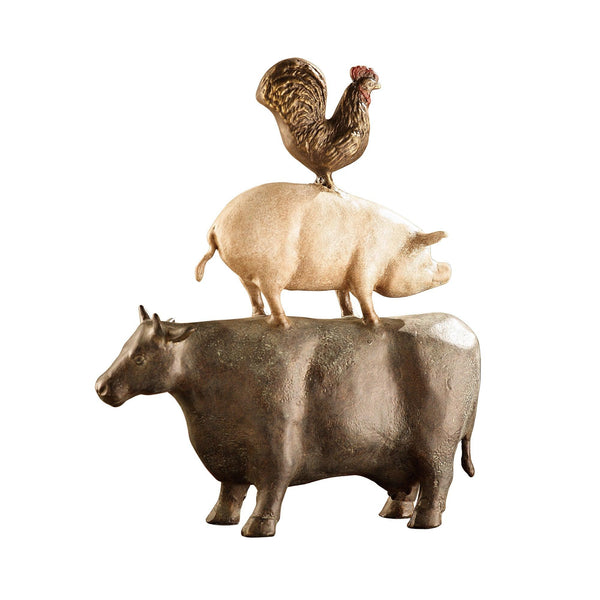 American Folk Art Trio (Chicken, Pig, Cow) Farm Figurine