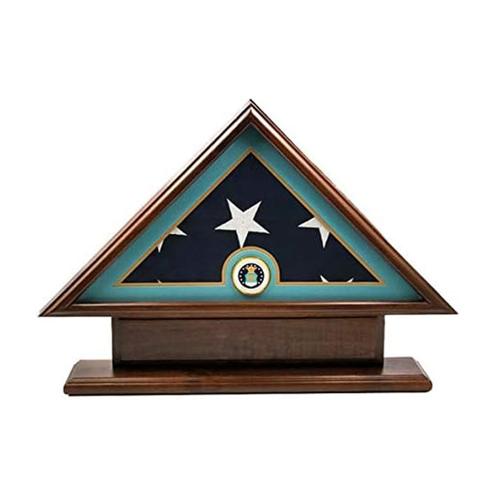 5'x9' Flag Display Case for American Veteran Burial Flag - Solid Wood, Cherry Finish with Name Plate Space, Air Force The Military Gift Store