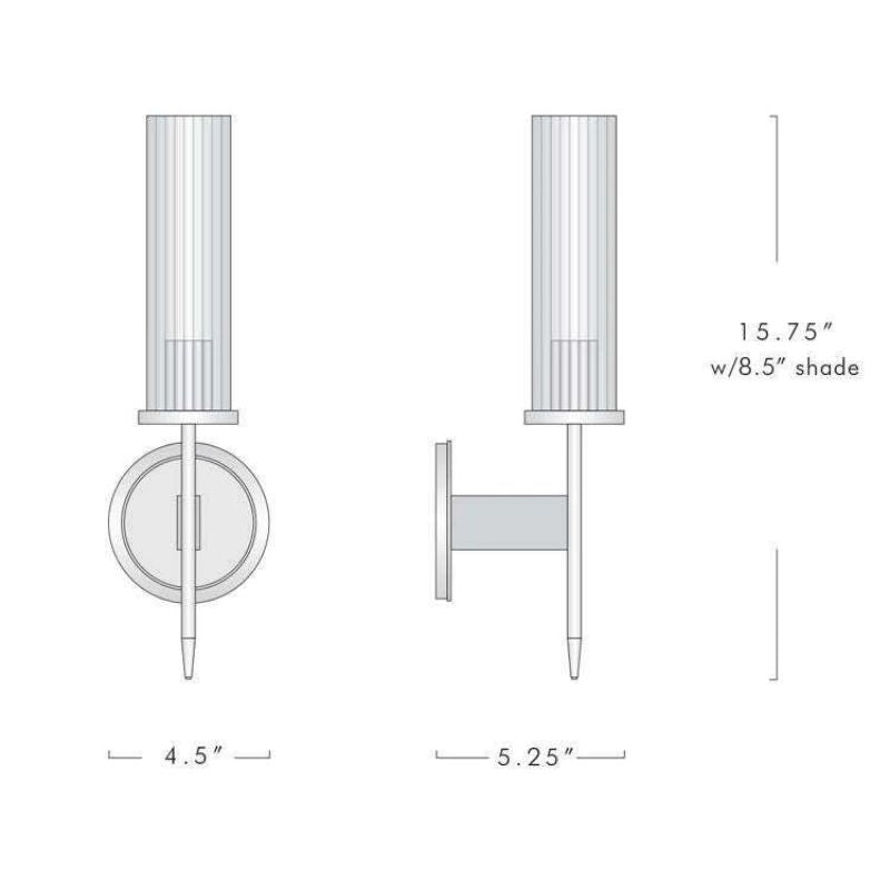 Solid Brass Wall Sconce with Glass Shade E26 15.7