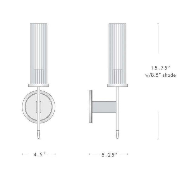 Solid Brass Wall Sconce with Glass Shade E26 15.7