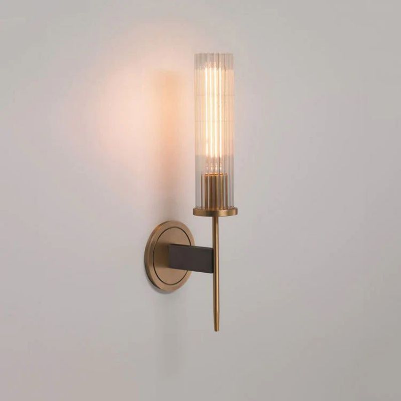 Solid Brass Wall Sconce with Glass Shade E26 15.7