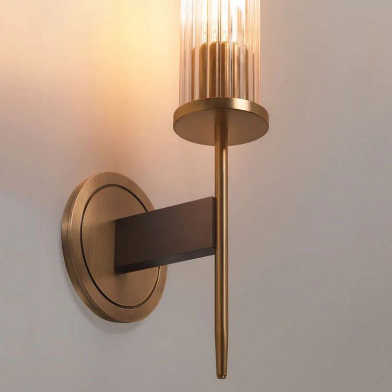 Solid Brass Wall Sconce with Glass Shade E26 15.7