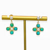 Turquoise Pearl Glory Cross Drop Earrings