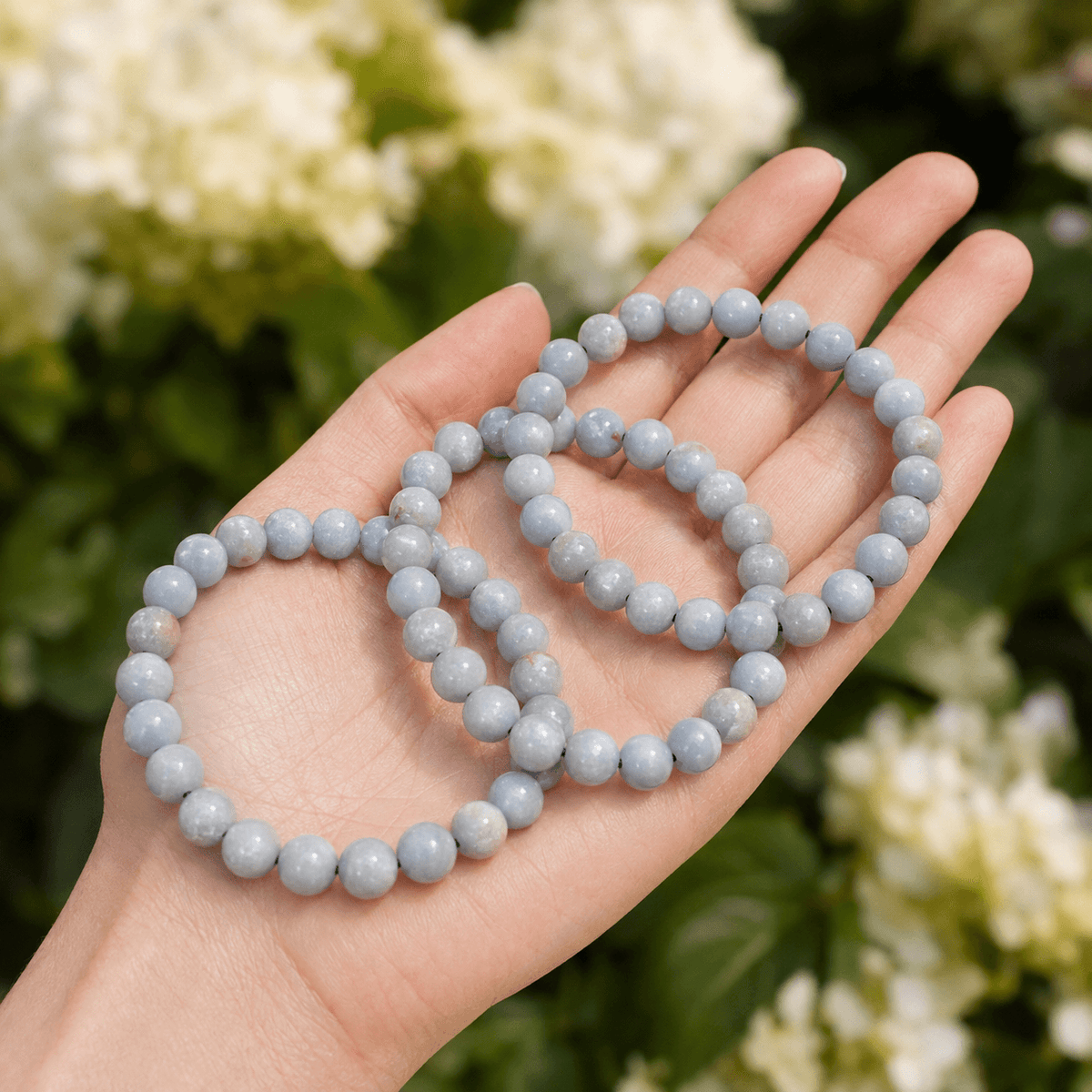 Angelite Bracelet | Angelite Crystal Bracelet (Expanded Awareness, Calming And Patience)