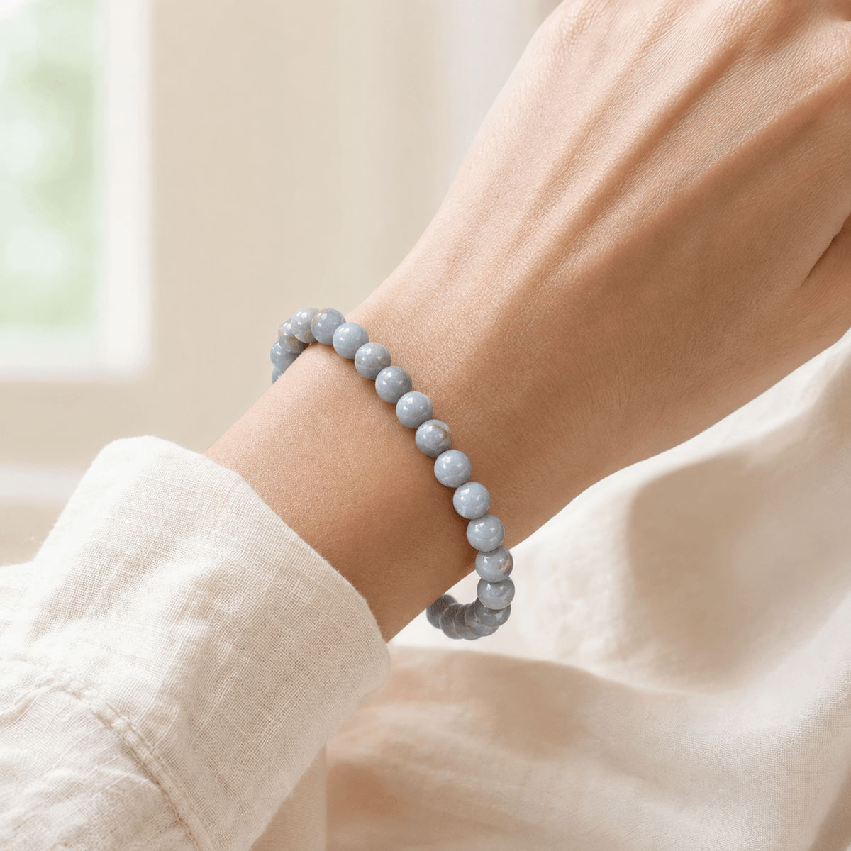 Angelite Bracelet | Angelite Crystal Bracelet (Expanded Awareness, Calming And Patience)