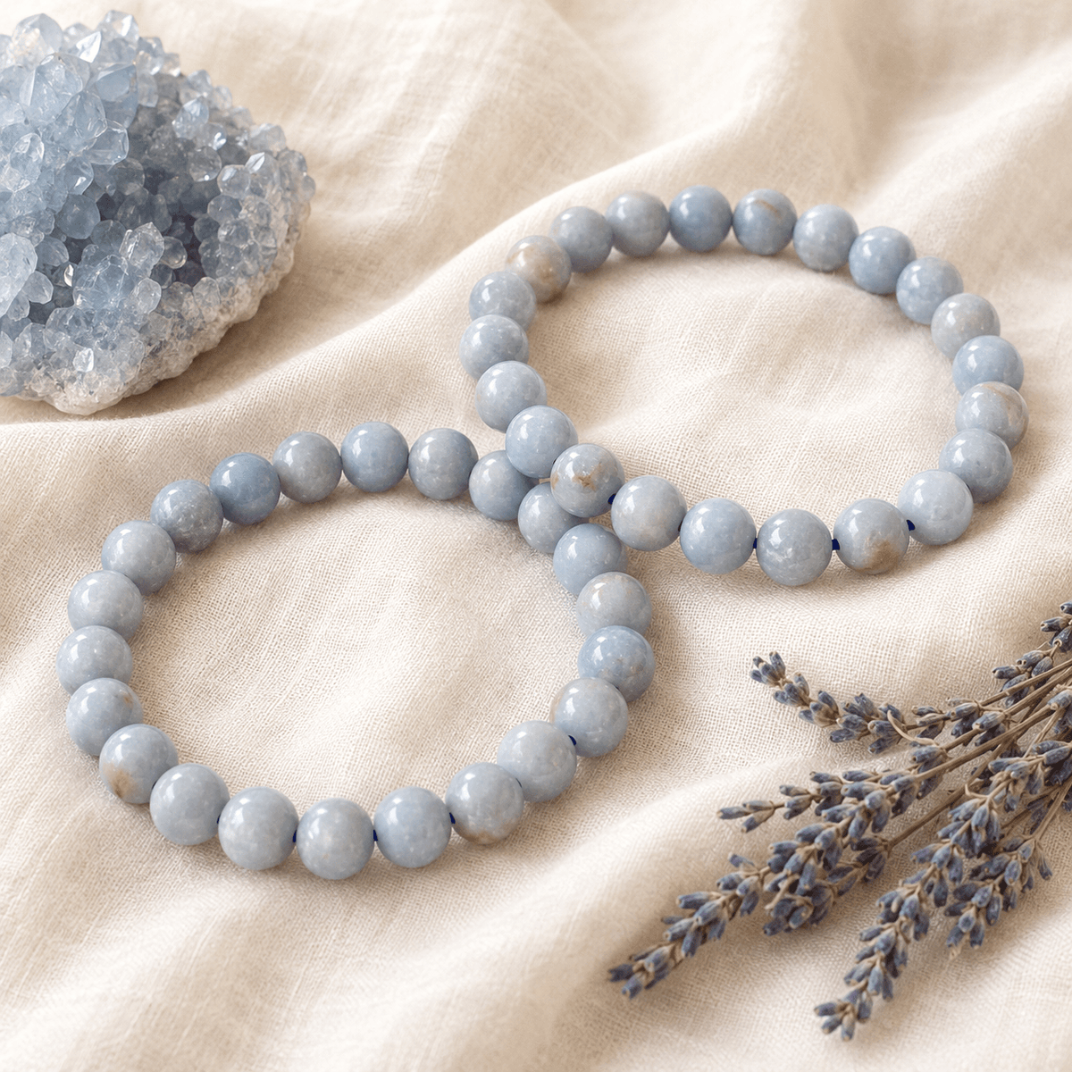 Angelite Bracelet | Angelite Crystal Bracelet (Expanded Awareness, Calming And Patience)