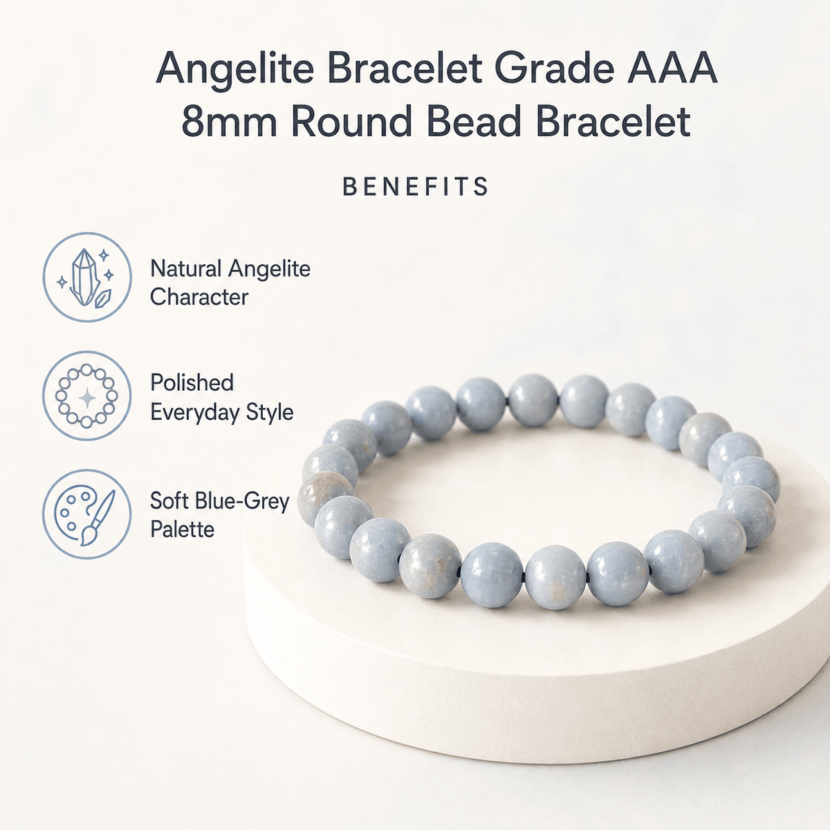 Angelite Bracelet | Angelite Crystal Bracelet (Expanded Awareness, Calming And Patience)