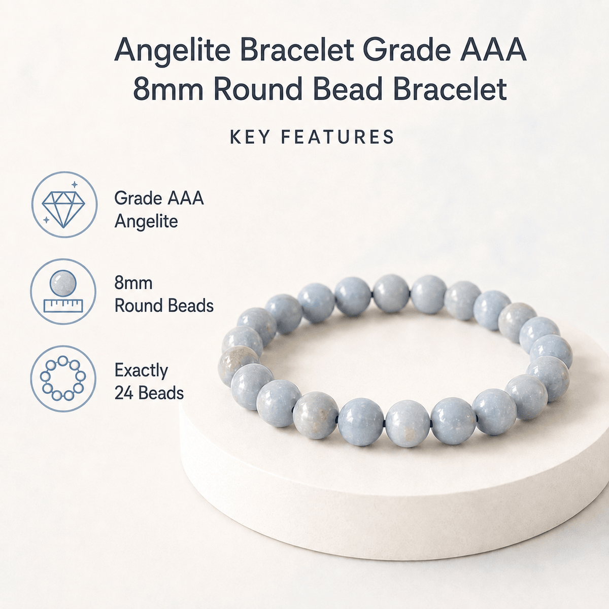 Angelite Bracelet | Angelite Crystal Bracelet (Expanded Awareness, Calming And Patience)