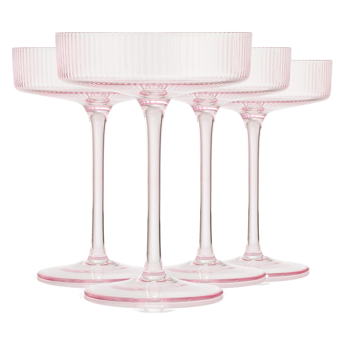 Como Ribbed Champagne Coupe Cocktail Glassware, Set of 4